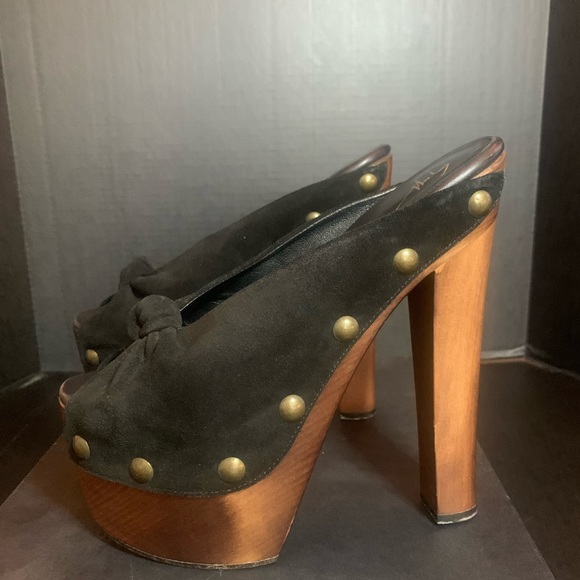 Giuseppe Zanotti suede and wood glamour clogs - Picture 4 of 8